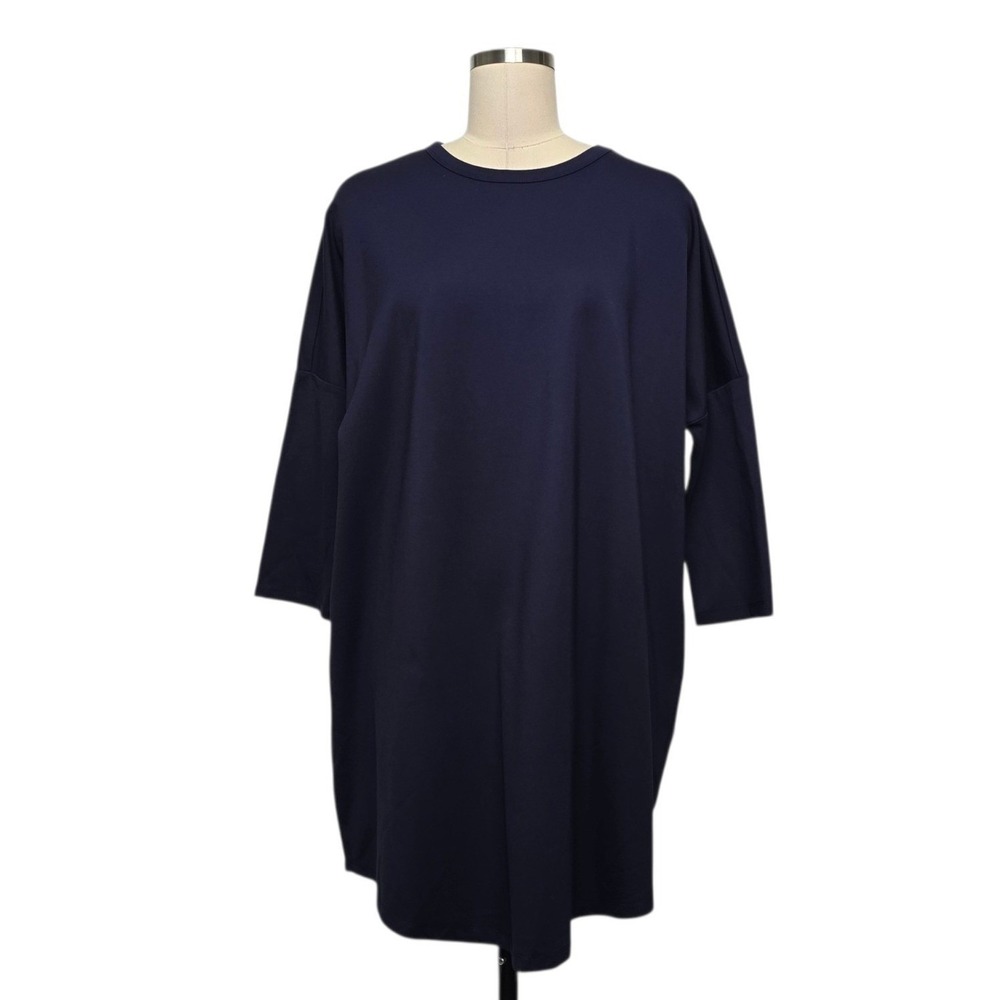 Pomander Place Navy Blue Oversized Tunic Dress 3/4 Sleeve Knit Womens Size XS/S